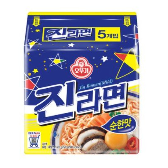 Ottogi Ramen (middle spicy taste ) noodles with a taste of meat and mushrooms