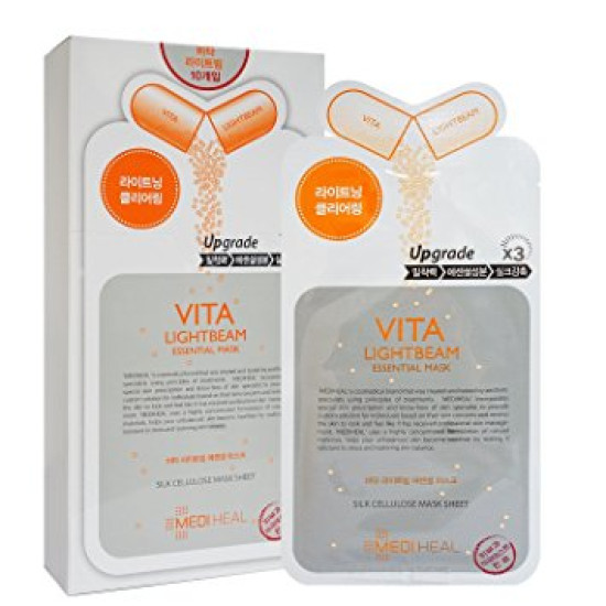MEDIHEAL VITA Lightbeam essential mask/ Осветляющая маска для лица 10шт