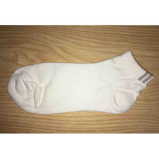 Korean short men's socks - White with a gray strip