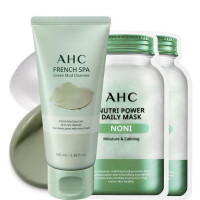 AHC French Spa Green Mud Cleanser 100ml + Noni Nutri Power Daily Mask ...