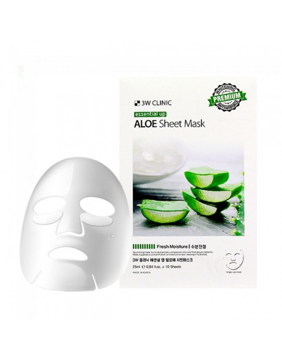 Увлажняющая маска корея. 3w Clinic Essential up Aloe Sheet Mask. Тканевая маска 3w Clinic для лица с алоэ. Essential up Aloe Sheet Mask 25ml. 3w маска тканевая с экстрактом алоэ Essential up Aloe Sheet Mask, 25ml.