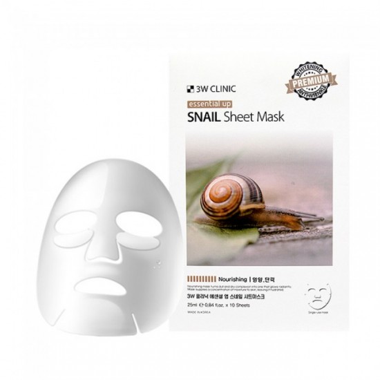 3W CLINIC Essential Up Snail Sheet Mask 1pack (10pcs)