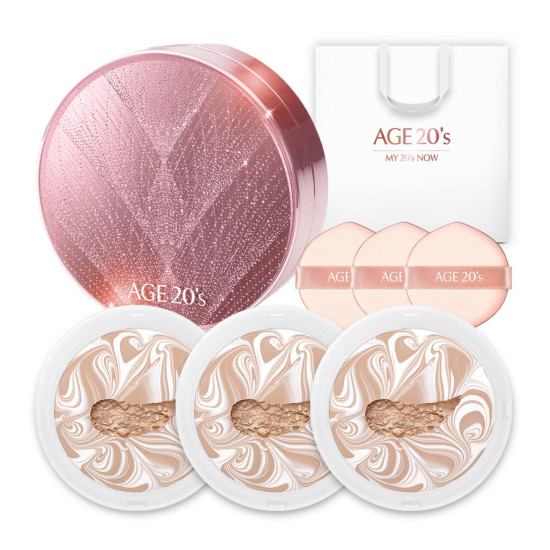 Age 20's Essence Cover Pact Twinkle Limited Edition No.13 White Light Beige 12.5g + 3ea x 12.5g refil 