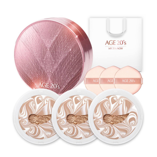Age 20's Essence Cover Pact Twinkle Limited Edition No.21 White Beige 12.5g + 3ea x 12.5g refil 