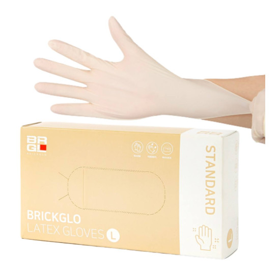 BRICKGLO Latex Gloves Standart L 100ea