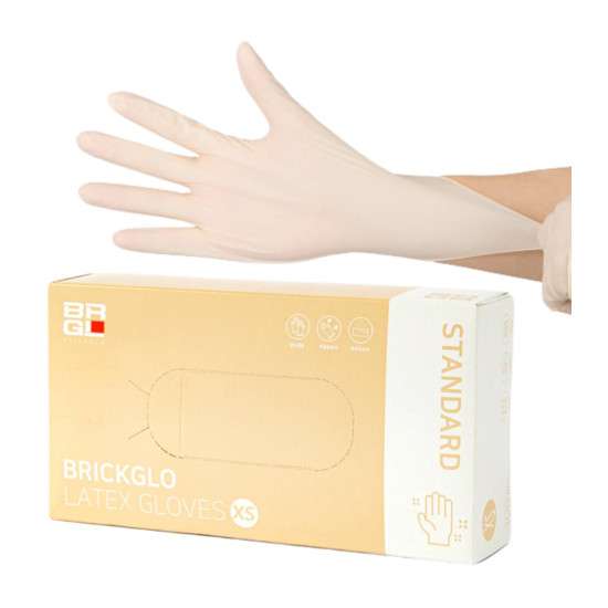 BRICKGLO Latex Gloves Standart XS 100ea