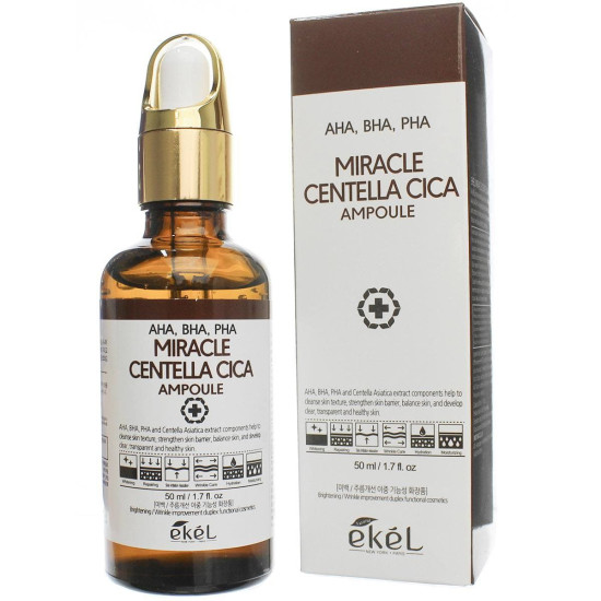 Ekel Miracle Centella Cica Ampoule (AHA, BHA, PHA) brown