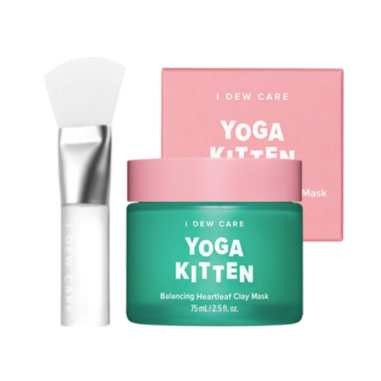 I DEW CARE Yoga Kitten Balancing Heartleaf Clay Mask 75ml + Silicone Pack Brush 1ea