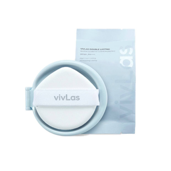Vivlas Double Lasting Water Glow Fit Cushion SPF50+ PA++++ No.21 Refill 15g + Puff