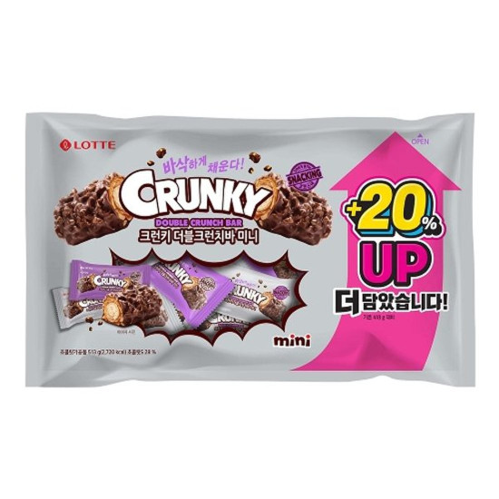 Lotte Confectionery Crunky Double Crunch Bar Mini 513g