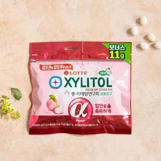 Lotte Xylitol Alpha Mouth Moist Peach Refill 84g