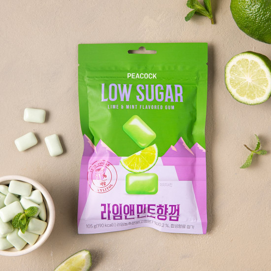 PEACOCK Raw Sugar Lime Mint Gum 105g
