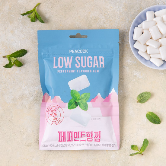 PEACOCK Raw Sugar Peppermint Gum 105g