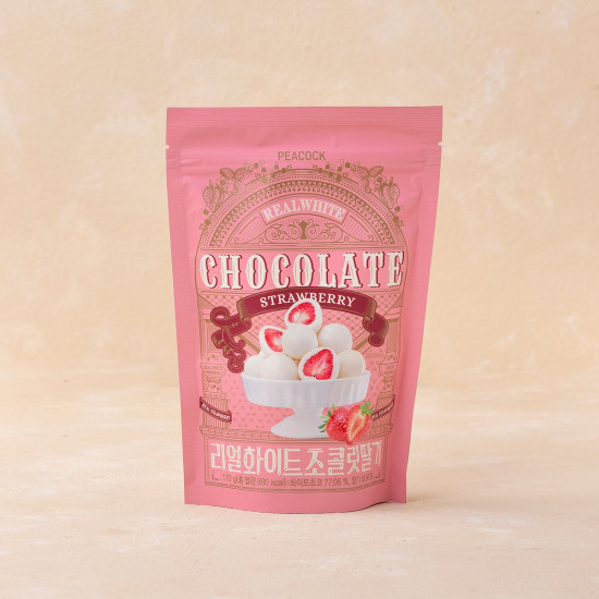 PEACOCK Real White Strawberry Chocolate Ball 170g