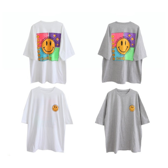 Loose Long T-shirt with short sleeves (Free size)
