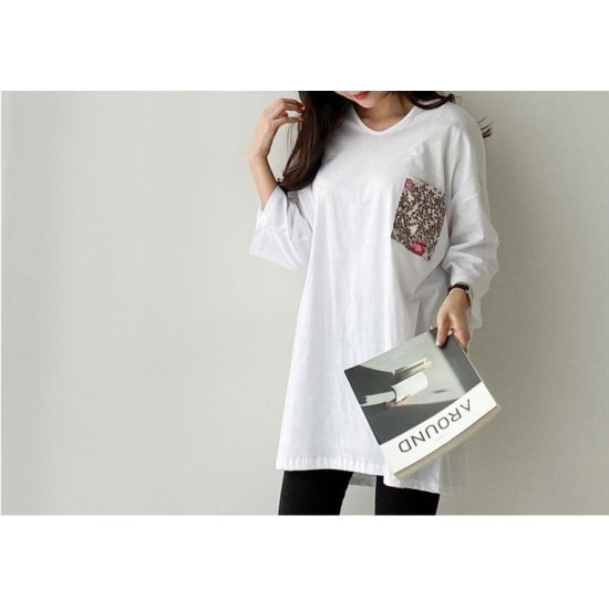 Le Emma Boxy Fit Long T-shirt With Pocket (Free Size)
