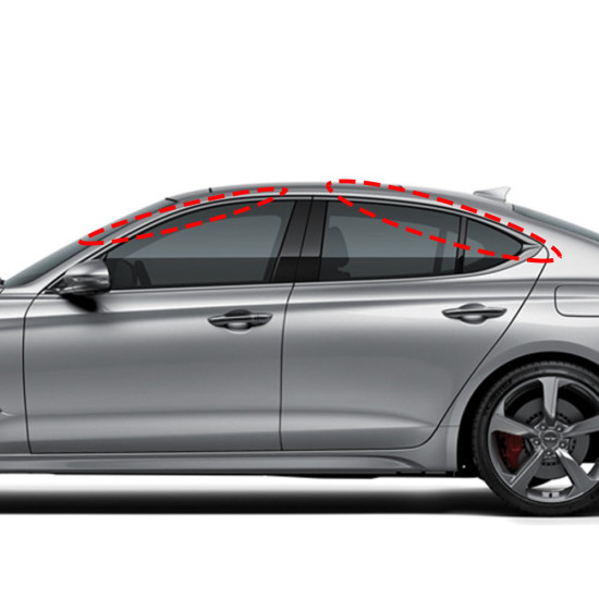 Genesis G70 Dark Chrome Door Frame Molding/Chrome Frame Molding Hyundai Mobis Genuine Parts 82850G9000/82860G9000/8385G9000/83860G9000/838