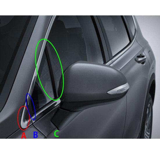 Santa Fe TM / The New Santa Fe TM High Glossy Garnish / Black Glossy Delta Garnish / Door Channel Garnish Hyundai Mobis Genuine 86190S1100/86210S1100/82270S1000/82280S1
