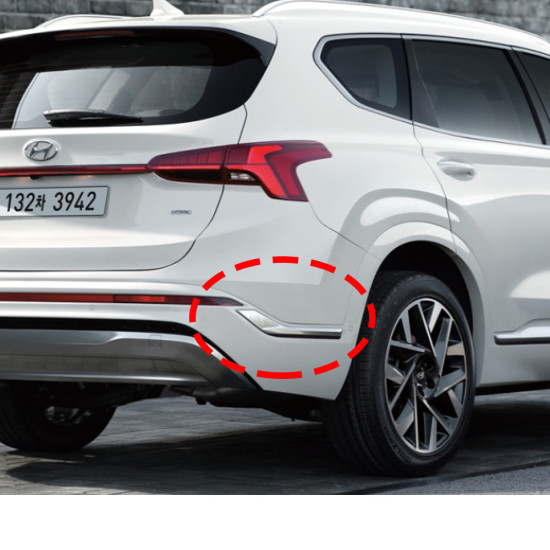 The New Santa Fe TM chrome rear garnish/chrome rear bumper molding Hyundai Mobis Pure 86695S1600/86695S1500/86694S1500/86694S1
