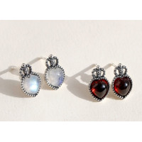 925 Silver Queen's Heart Gemstone Earrings
